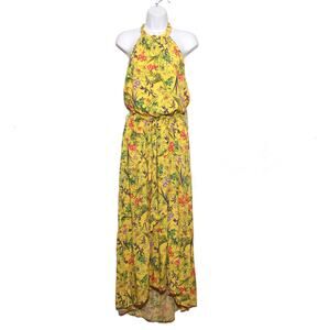 NEW NIne.Eight Floral High Low Tiered Halter Maxi Dress Size Large